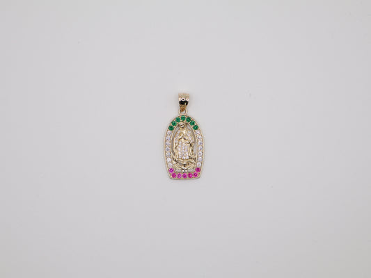 4g 1.37in, 16mm Green, White, Red Virgin Mary Pendant