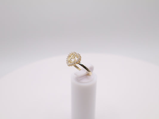 2.1g Size 8.5, 1.88mm Quinceañera Ring W/ White Stones