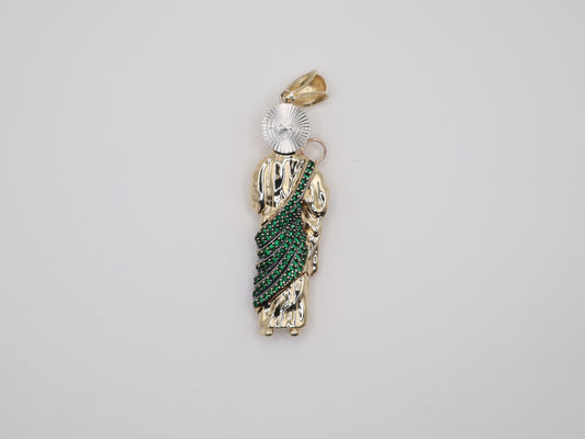 22.8g 3in, 22mm Green Stone Saint Jude Pendant