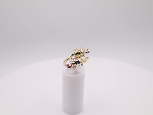 5.7g Size 8, 2.06mm Tri-Color Double Turtle Ring