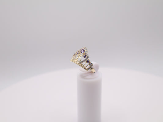 2.7g Size 8.5, 1.93mm Purple Crown Quinceañera Ring