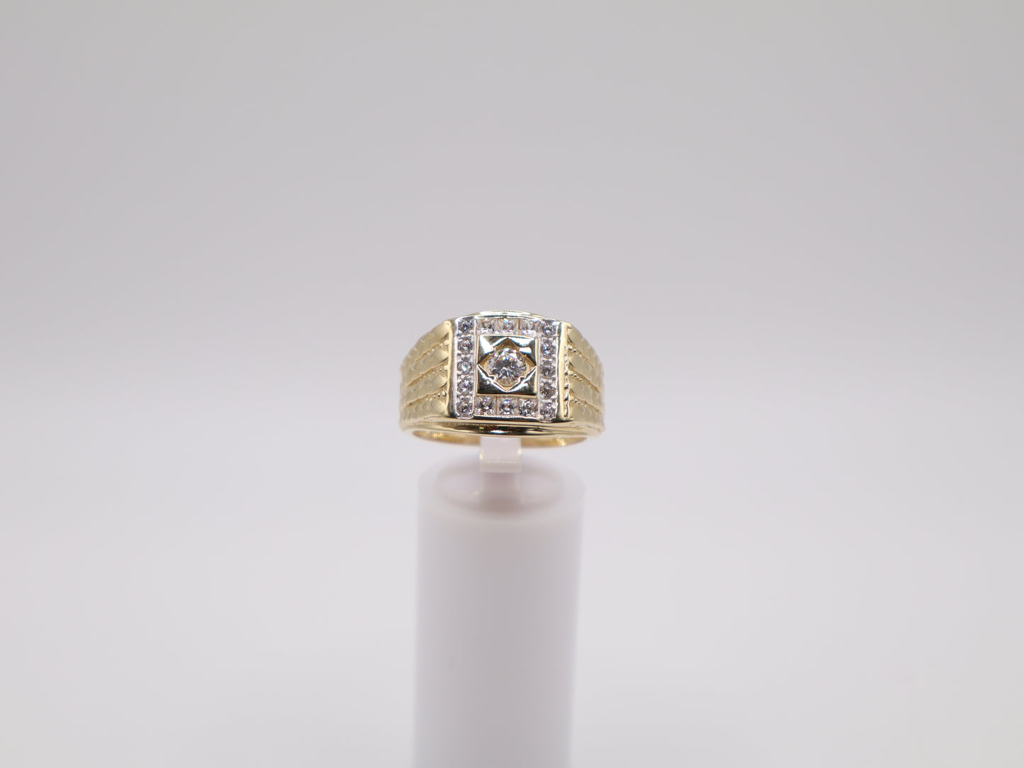 Size 10, 4mm White Stone Men's Rings