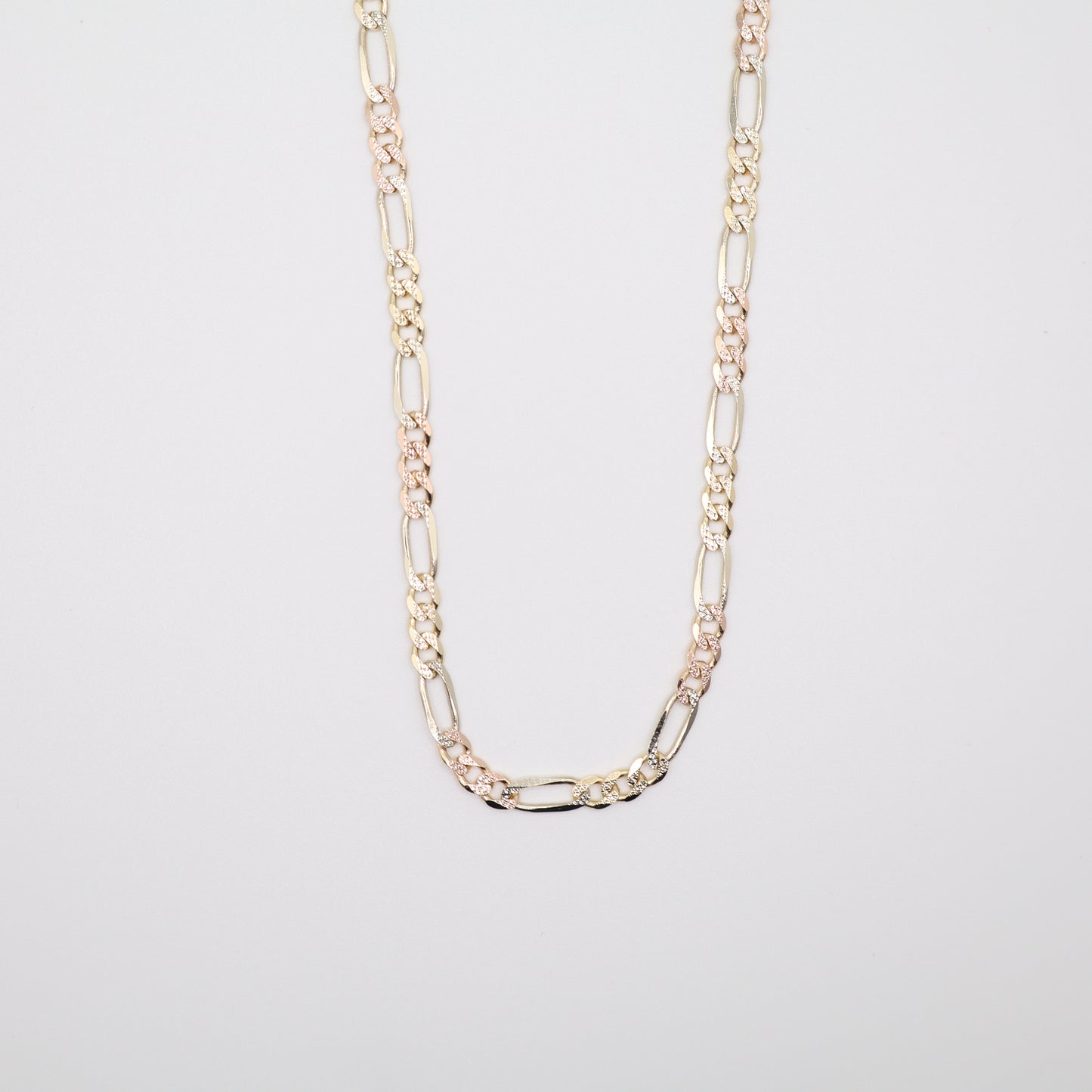 20" 4.8mm Figaro Tri-Color Diamond Cut Necklace