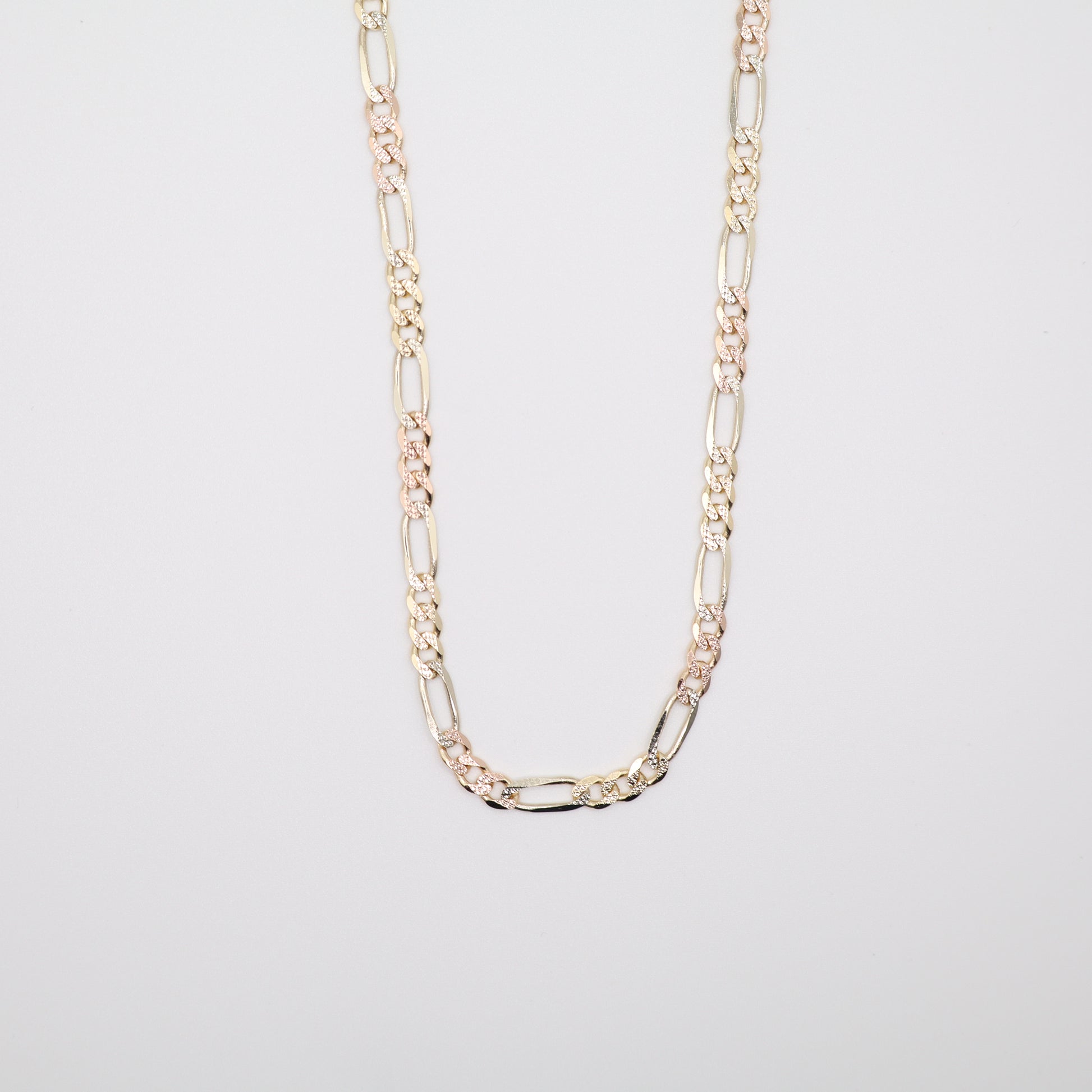 20" 4.8mm Figaro Tri-Color Diamond Cut Necklace