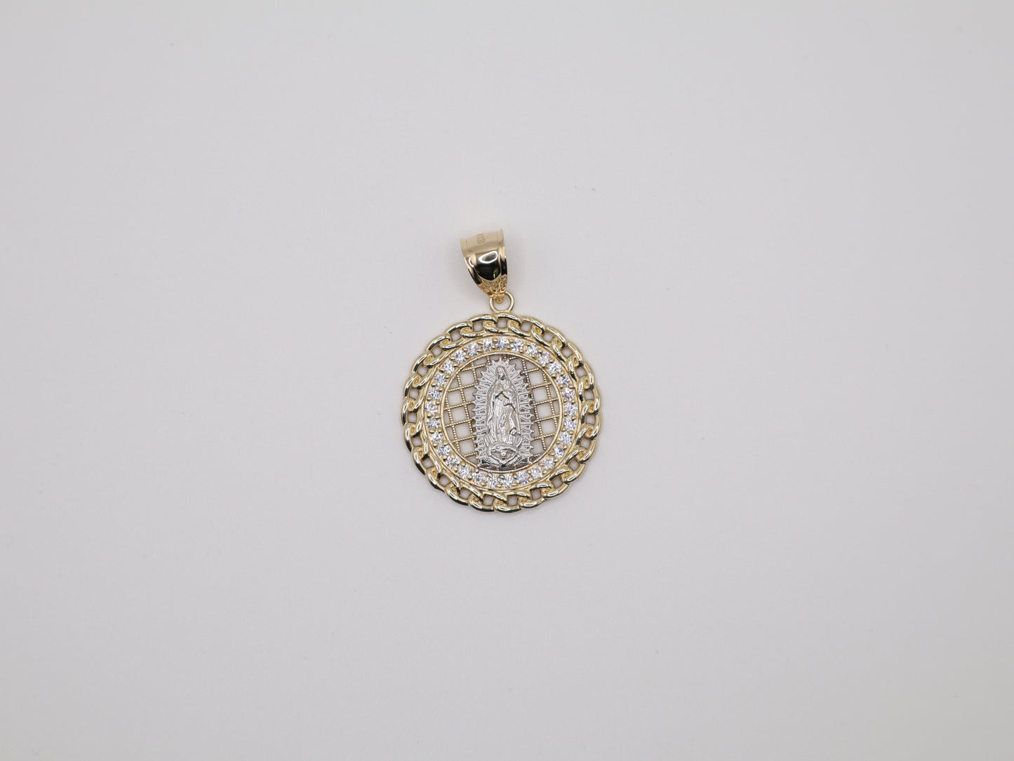 6.3g 1.62in, 30mm White Gold Virgin Mary Pendant