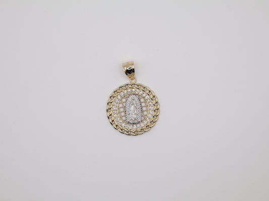 6.3g 1.62in, 30mm White Gold Virgin Mary Pendant
