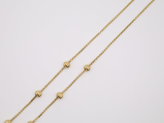 24in, 1.8mm Box Necklace W/ Gold Beads
