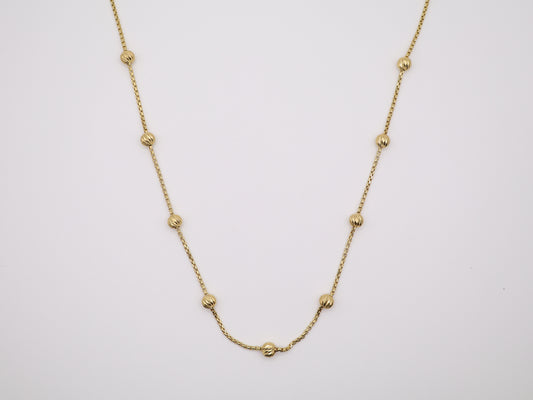 24in, 1.8mm Box Necklace W/ Gold Beads