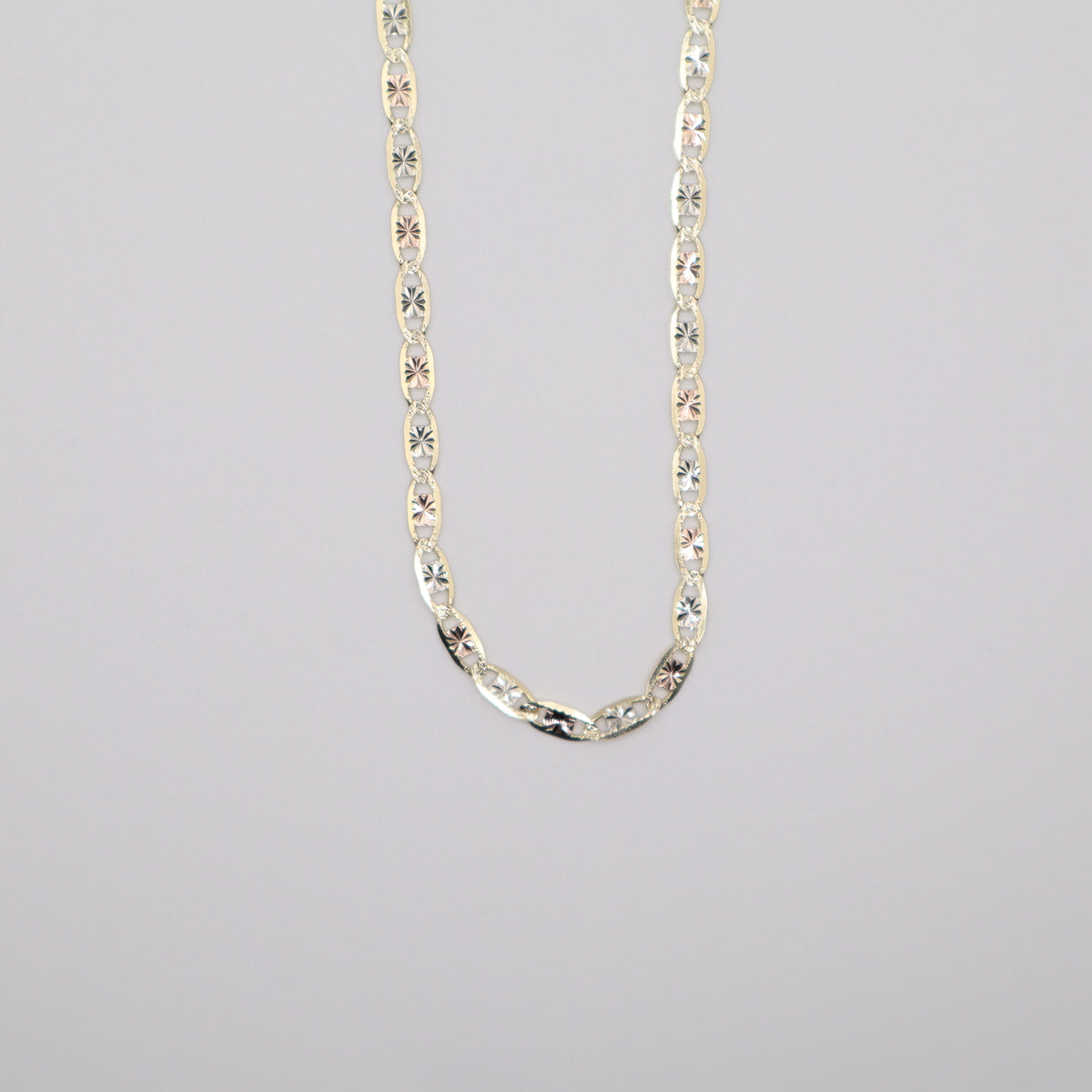14K Solid Tri-Color Gold Chain Necklace (3.5mm, 18 Inch, 7g) | Joyeria Serrano