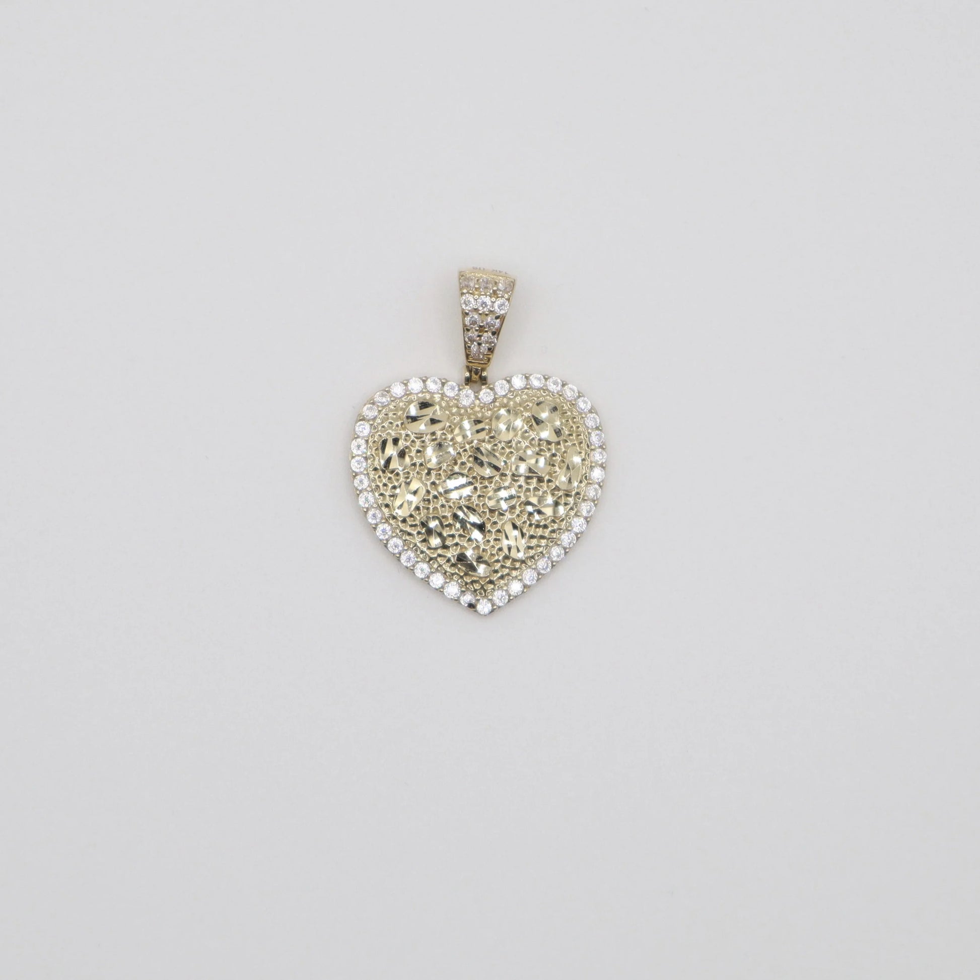 Studed Gold Nugget Heart Charm (Medium)