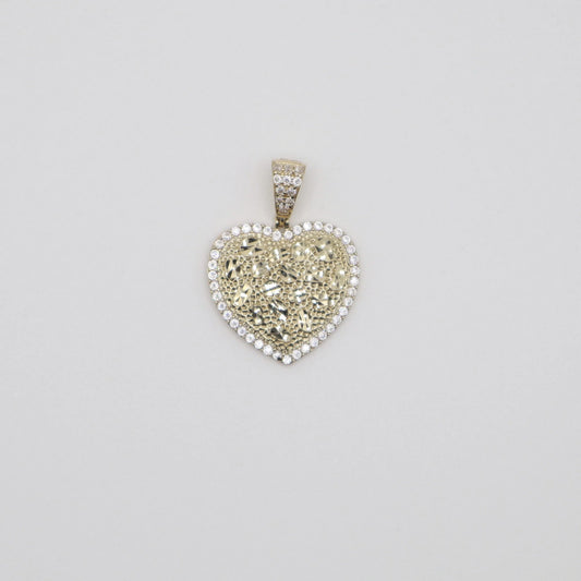 Studed Gold Nugget Heart Charm (Medium)