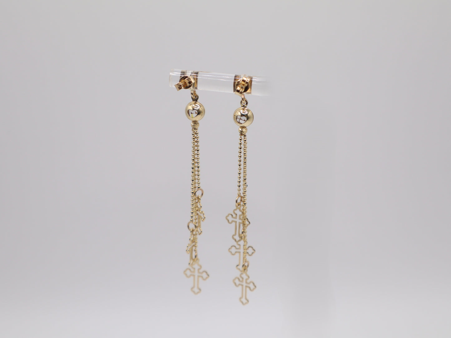 3.2g 2.62in, 0mm Dangling Cross Earrings
