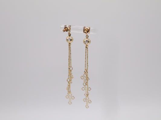 3.2g 2.62in, 0mm Dangling Cross Earrings