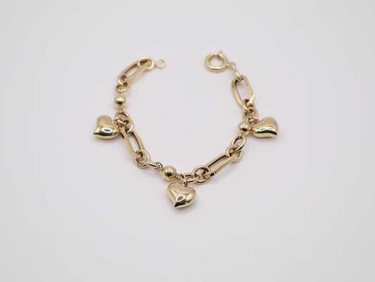 8.9g, 7in, 8.02mm Heart Bracelet