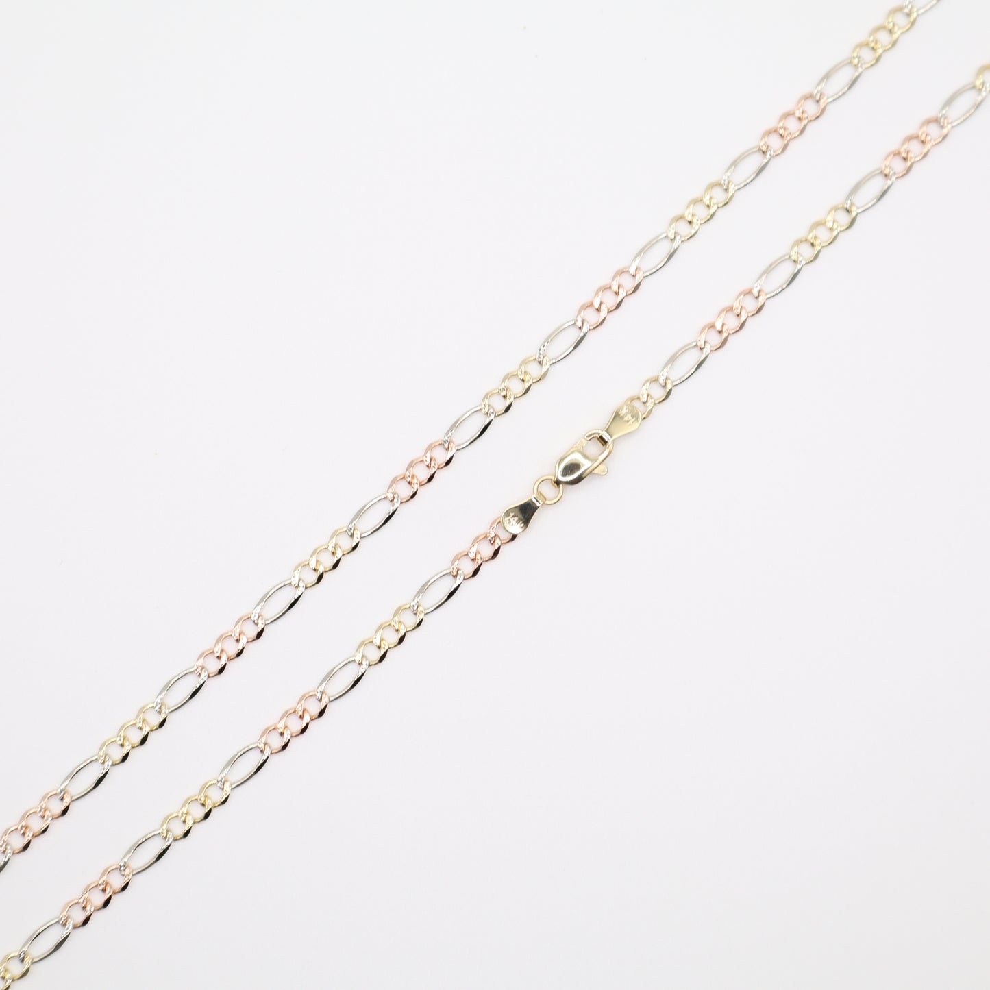 20" 3.5mm Figaro Tri-Color Necklace