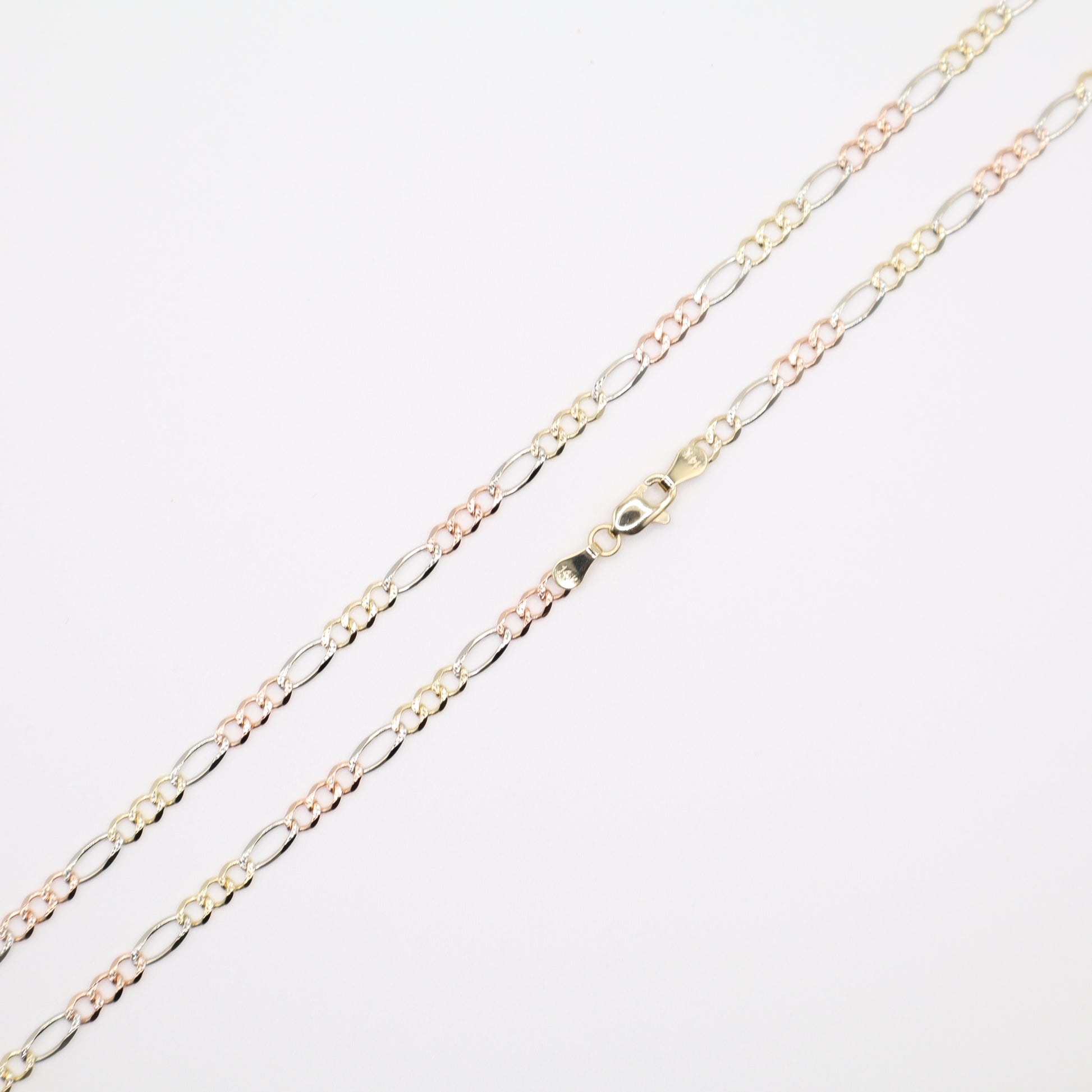 20" 3.5mm Figaro Tri-Color Necklace