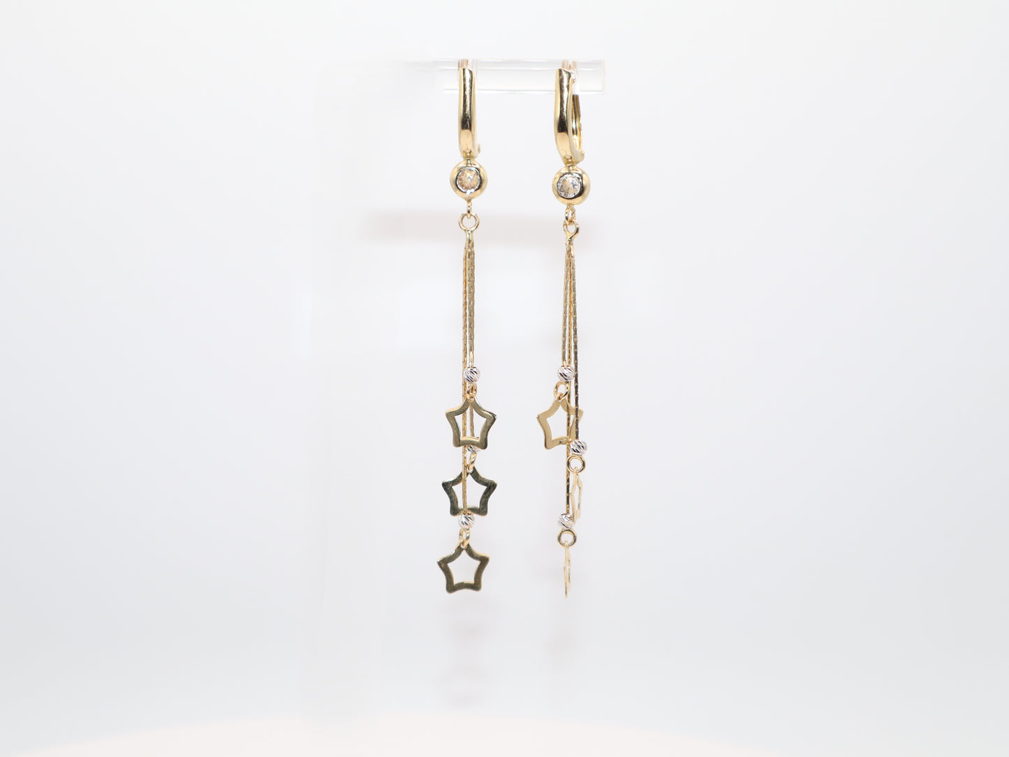 3in, Tri-Color Star Dangle Earrings