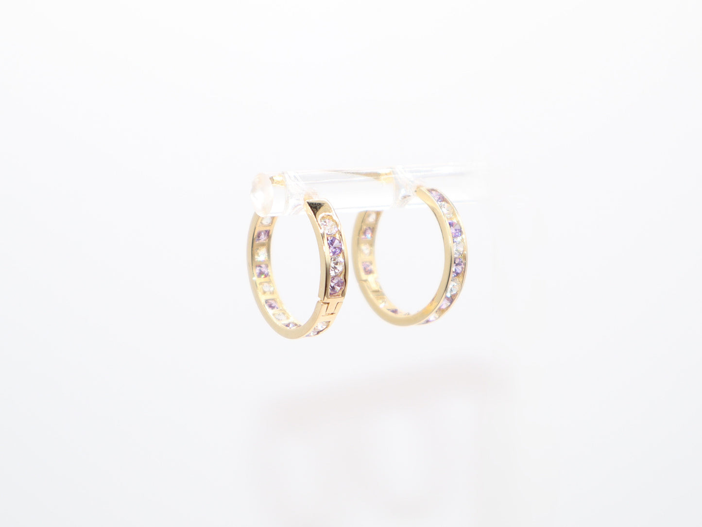 0.625in, Purple & White Stone Earrings