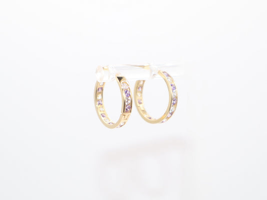 0.625in, Purple & White Stone Earrings