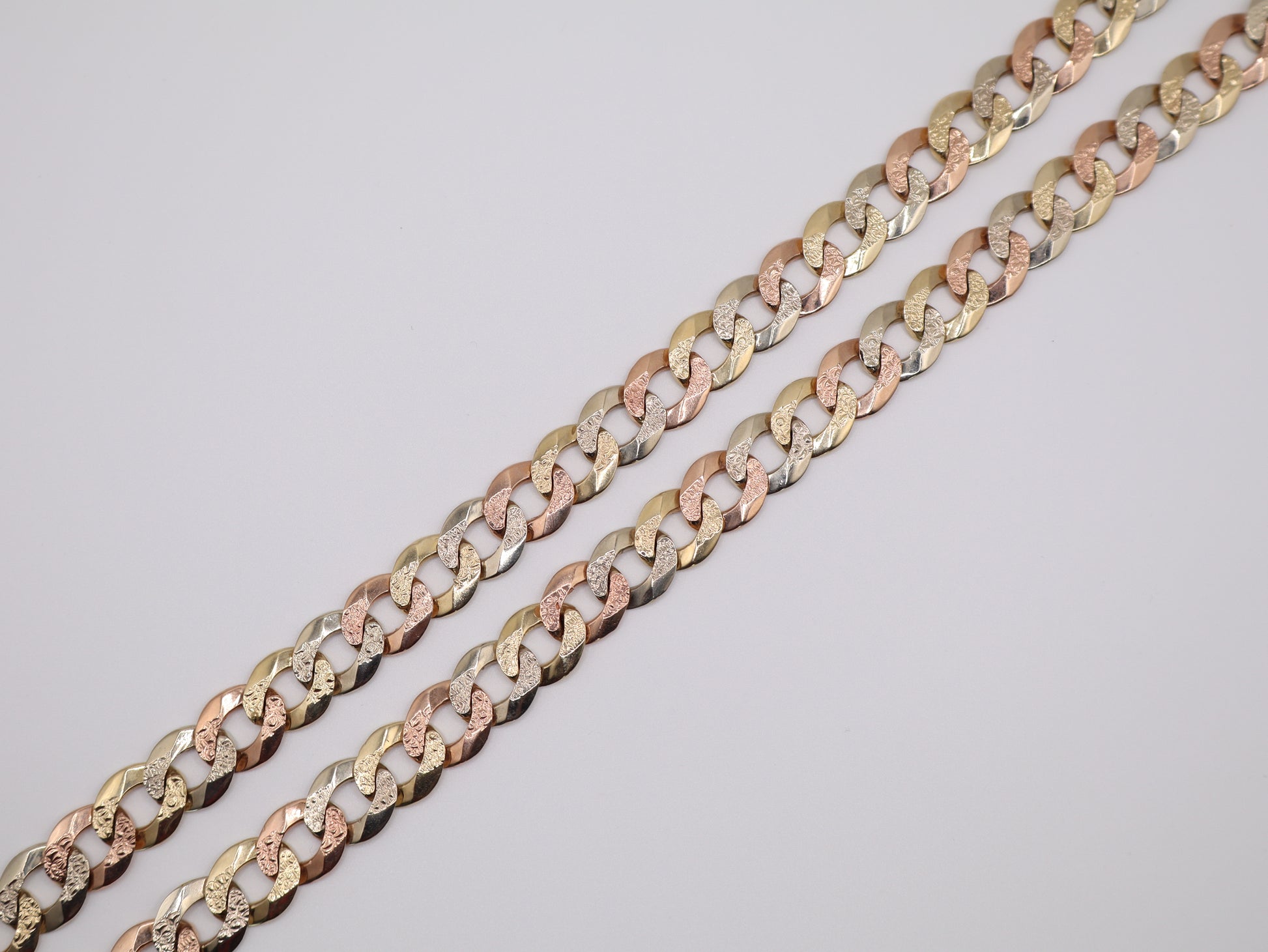 24" 12.89mm Tri-Color Cuban Necklace
