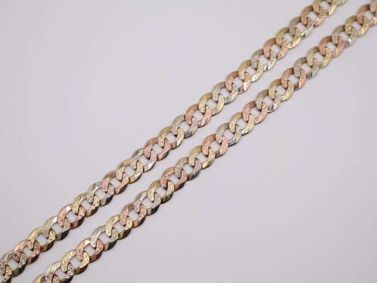 24" 12.89mm Tri-Color Cuban Necklace