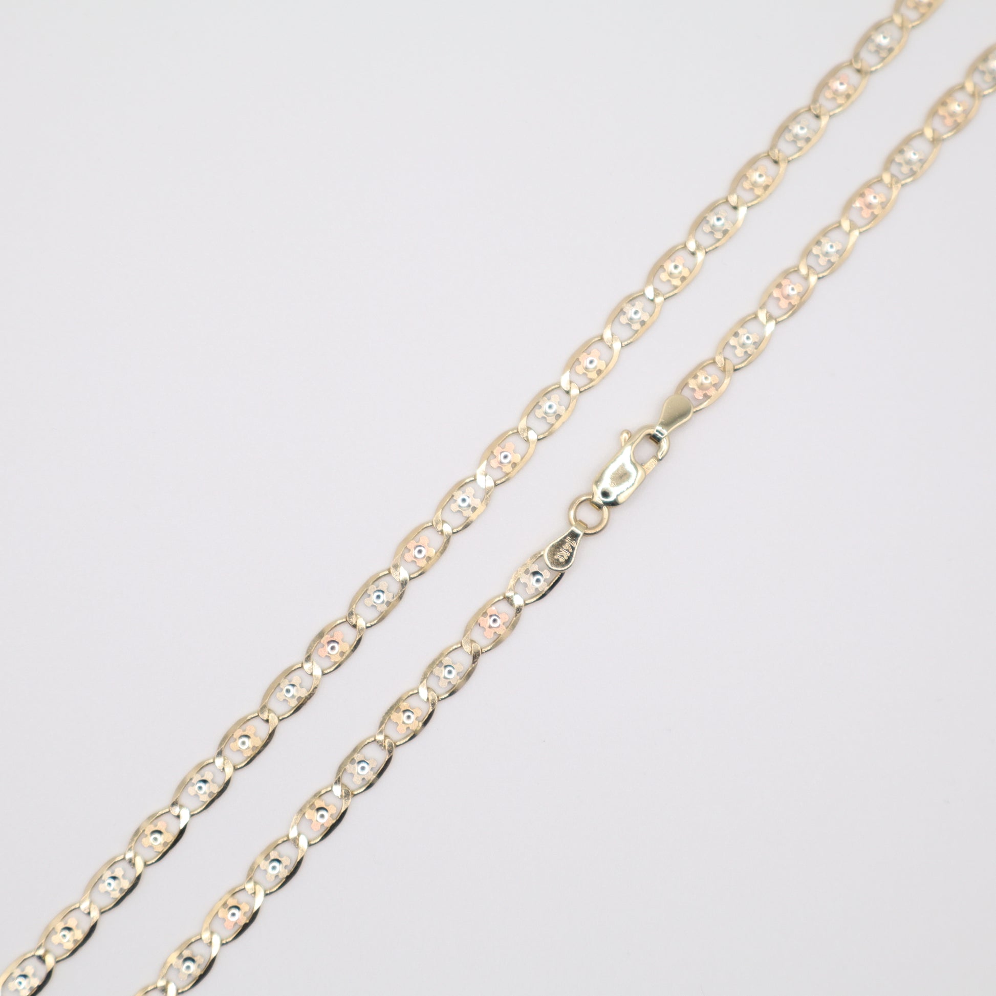 24" 4.3mm Floral-Star Tri-Color Necklace