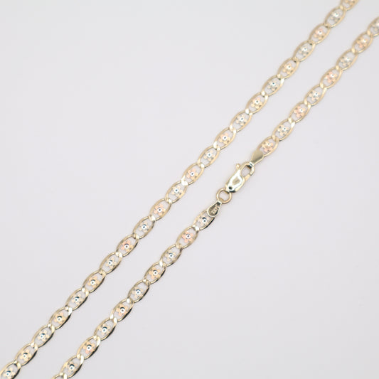 24" 4.3mm Floral-Star Tri-Color Necklace