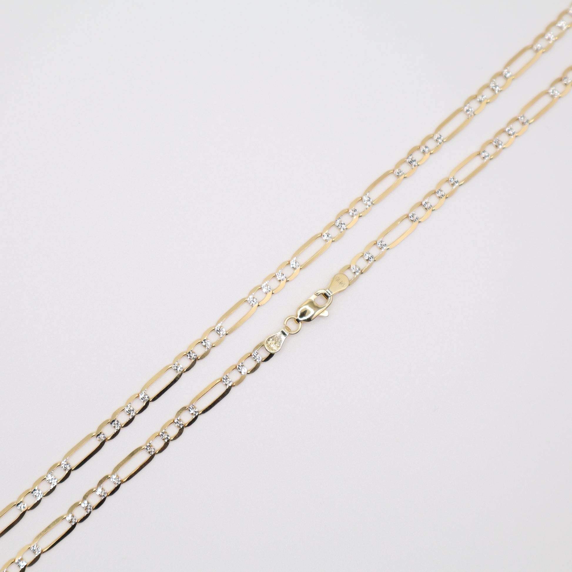 24" 3.8mm Diamond Cut Figaro Necklace