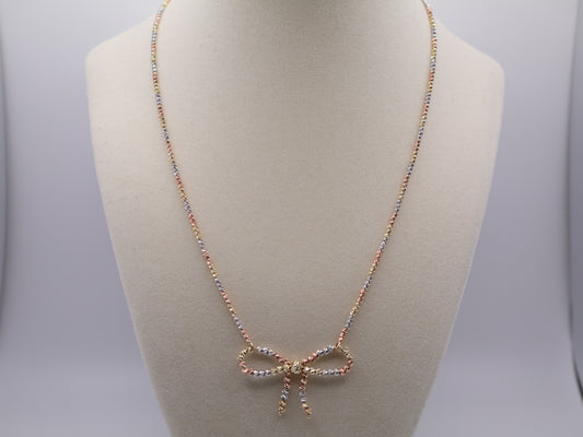 7.1g, 18in, 1.9mm Tri-Color Bow Necklace