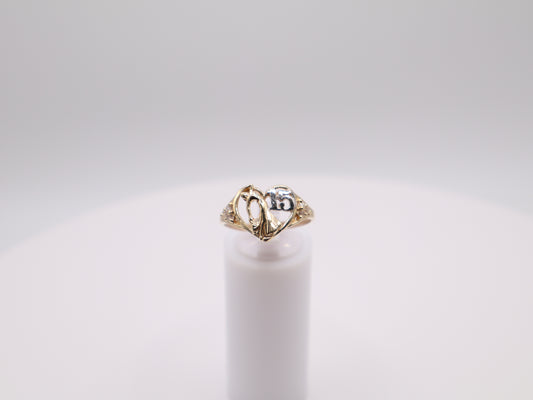 2.5g Size 8.75, 1.8mm Two-tone Quinceañera Ring