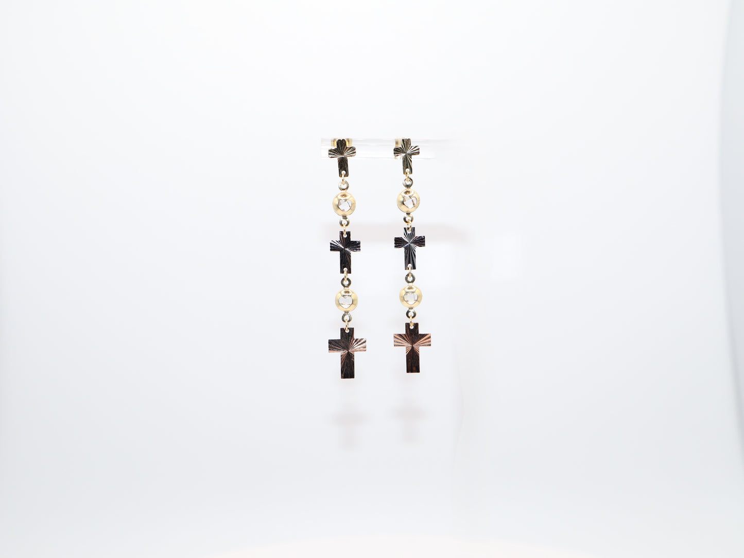 2in, Tri-Color Cross Dangle Earrings
