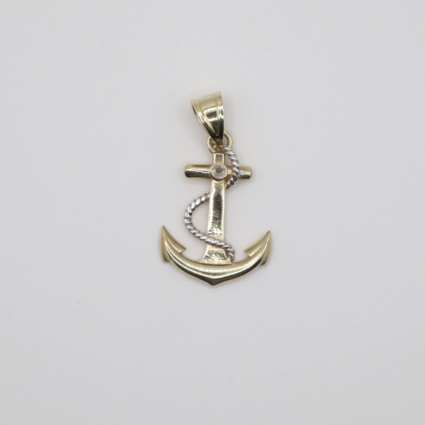 Gold Anchor with White Rope Charm