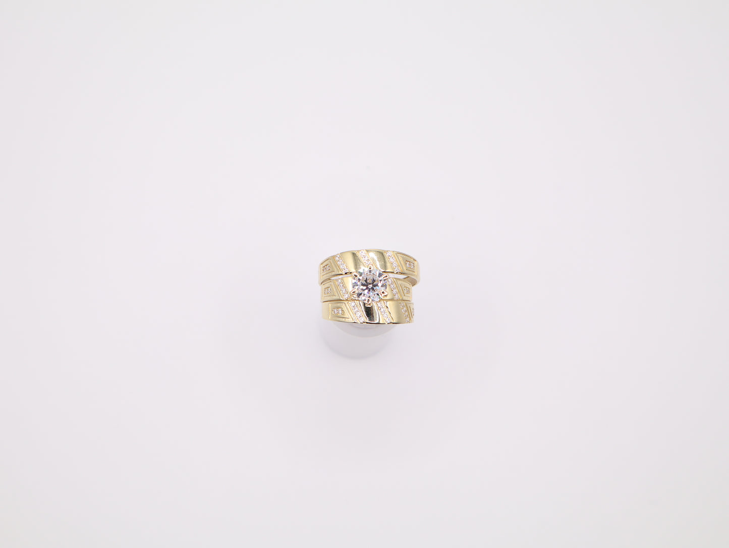 3mm Striped Engagement Ring Set