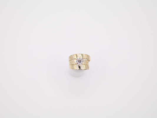 3mm Striped Engagement Ring Set