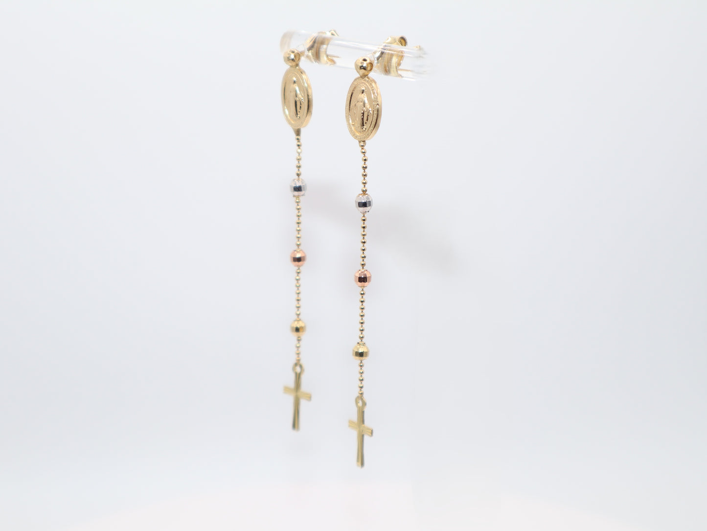 3.3g 2.5in, Cross and Virgin Mary Earrings