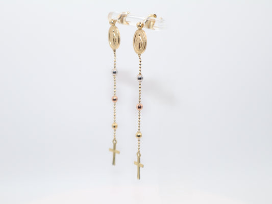 3.3g 2.5in, Cross and Virgin Mary Earrings