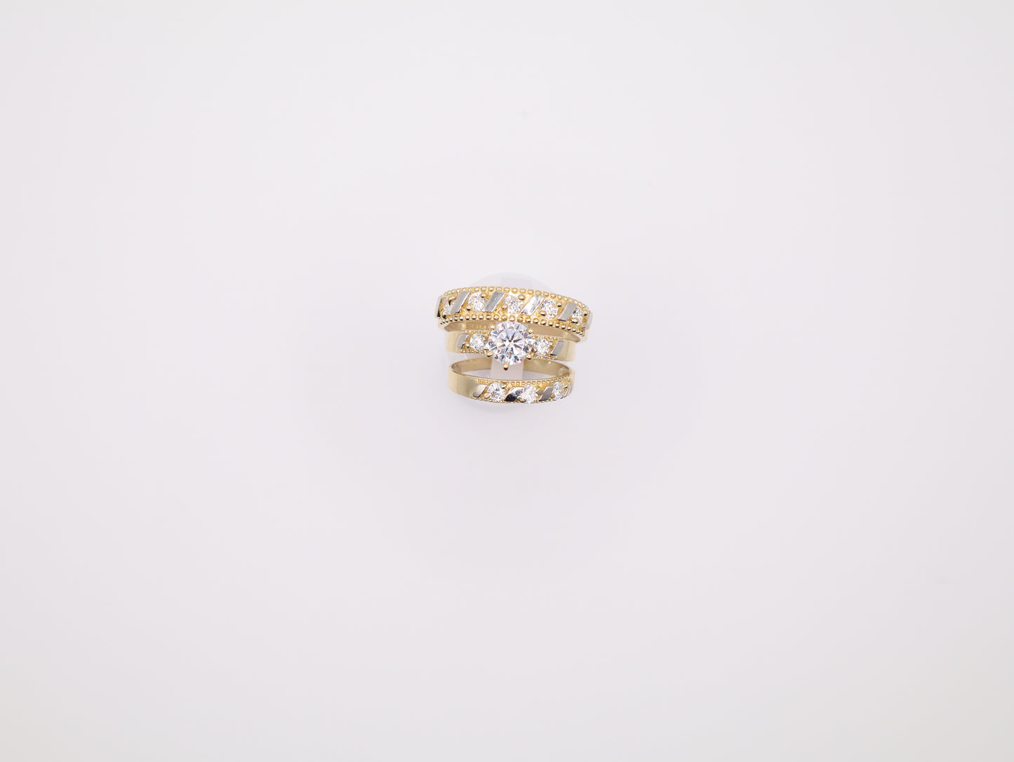 3.3mm Patterned Engagement Ring Set