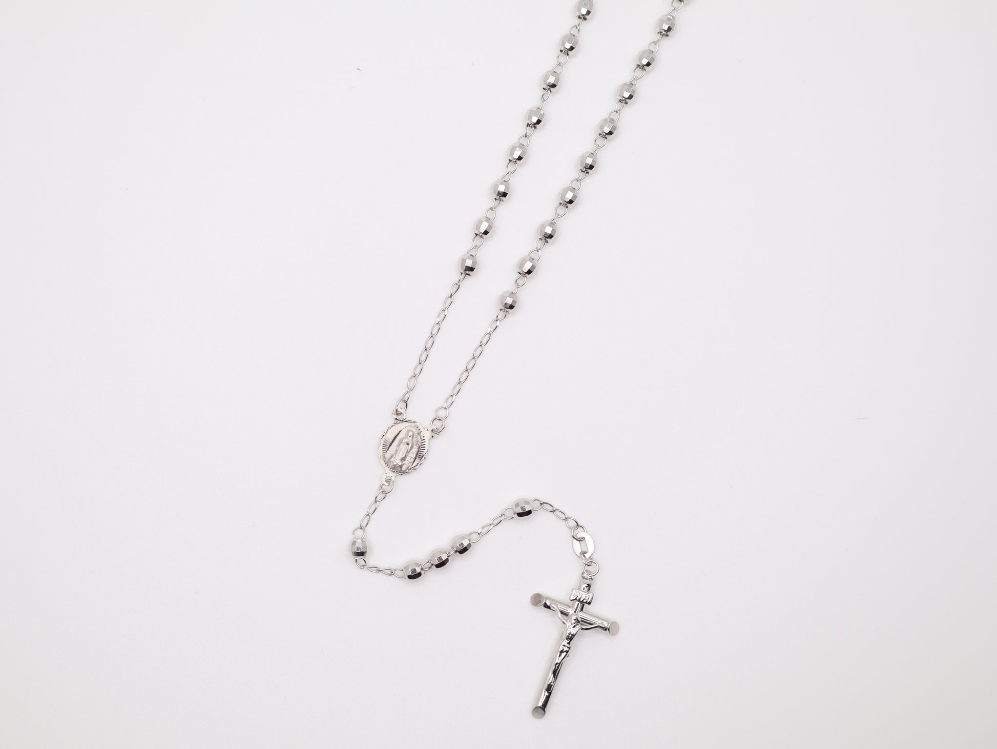 26" 3.8mm White Gold Rosary