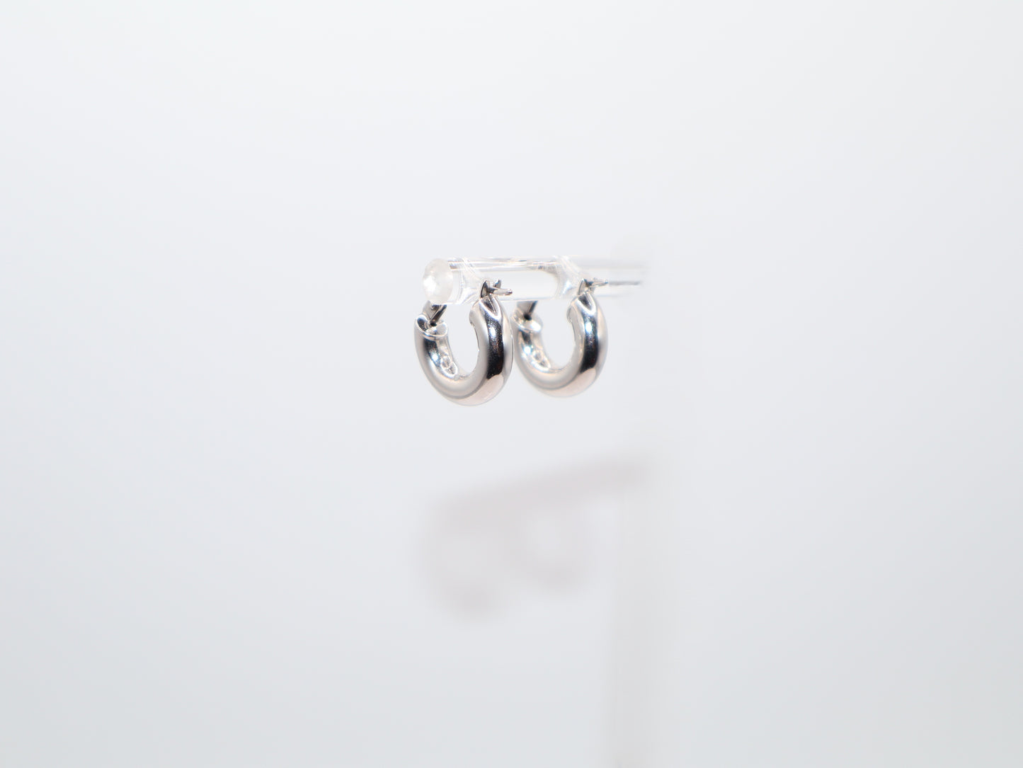 0.5in,White Gold Mini Hoop Earrings