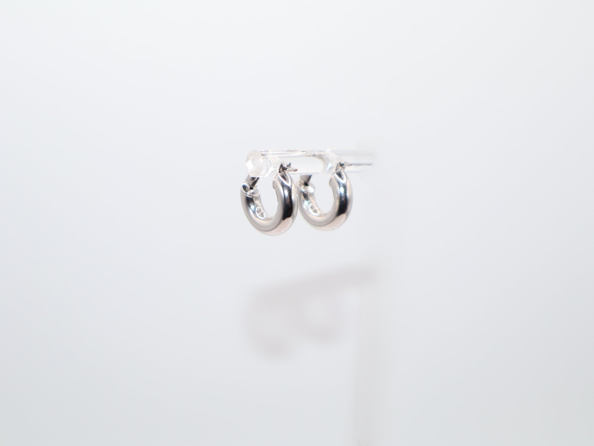 0.5in,White Gold Mini Hoop Earrings