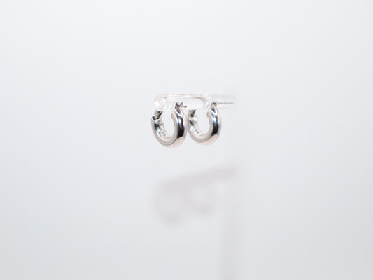 0.5in,White Gold Mini Hoop Earrings