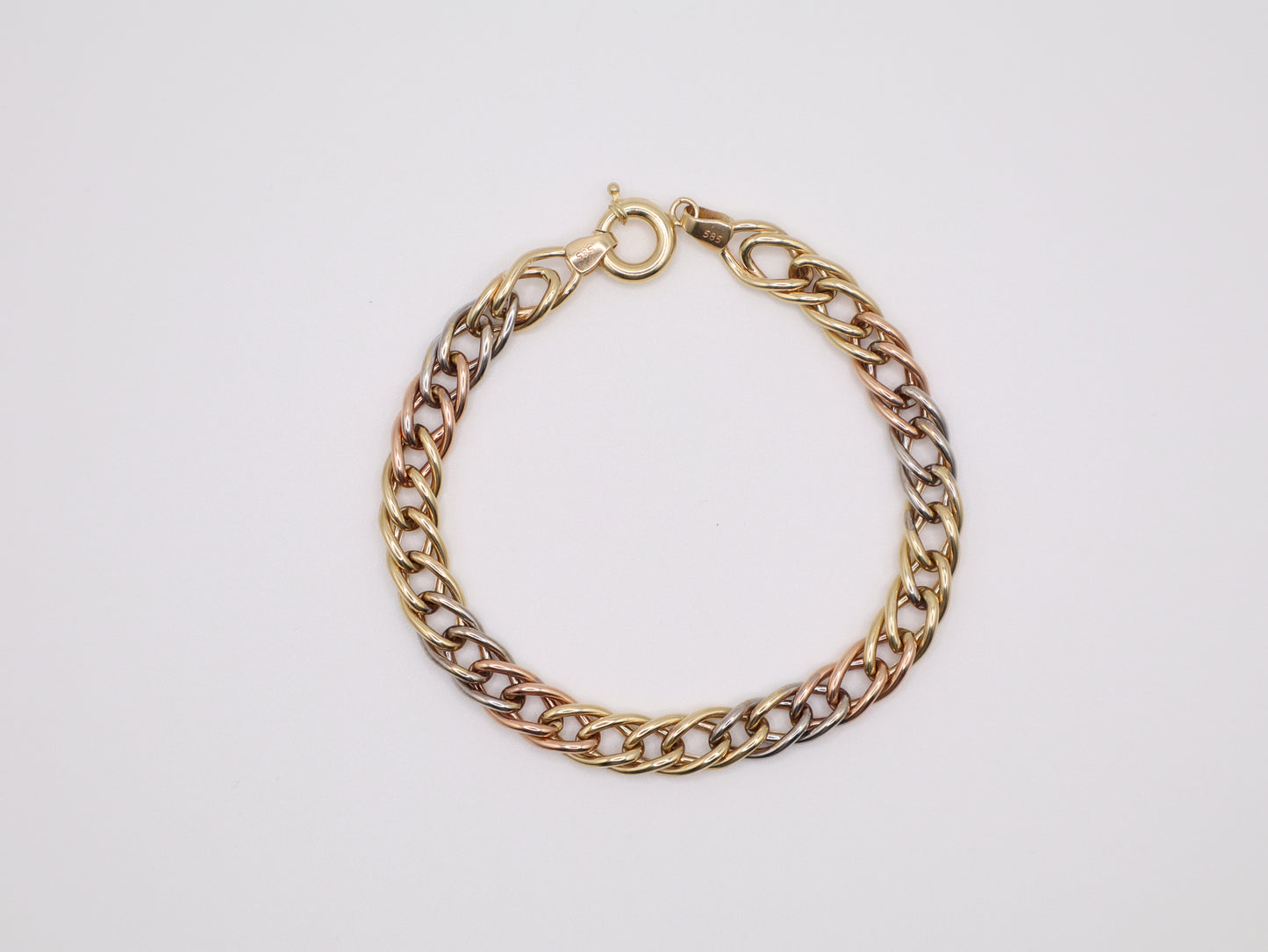 8" 7.37mm Tri-Color Cable Bracelet