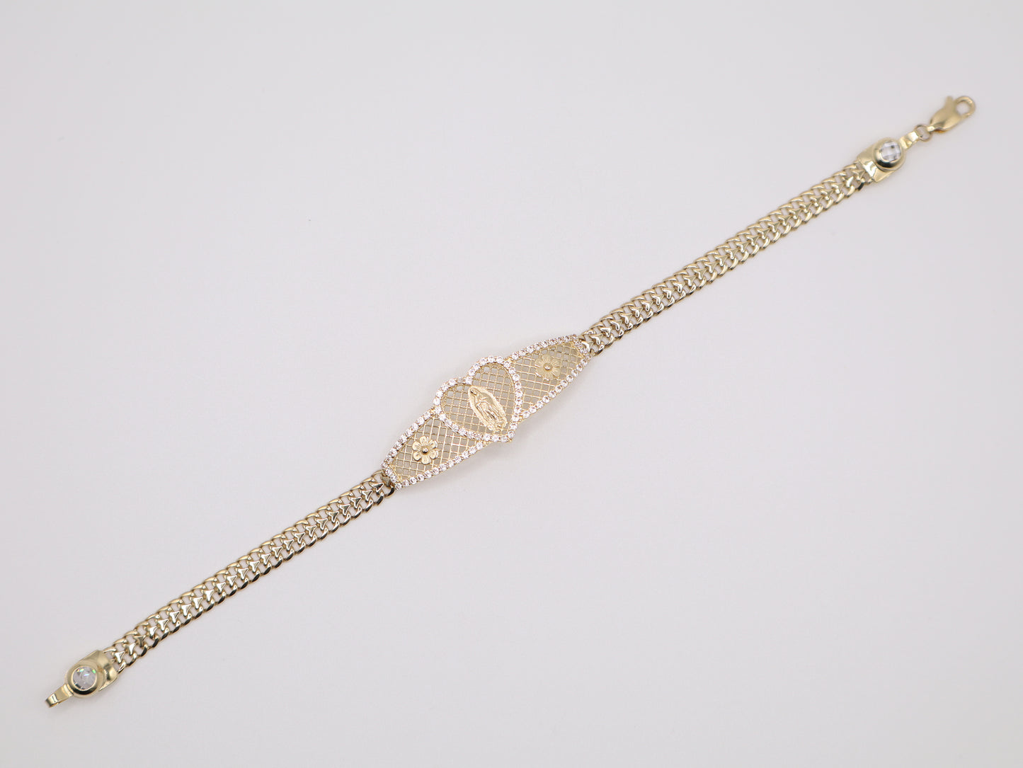 7g, 7.25in, 14.49mm Virgin Mary Heart Bracelet