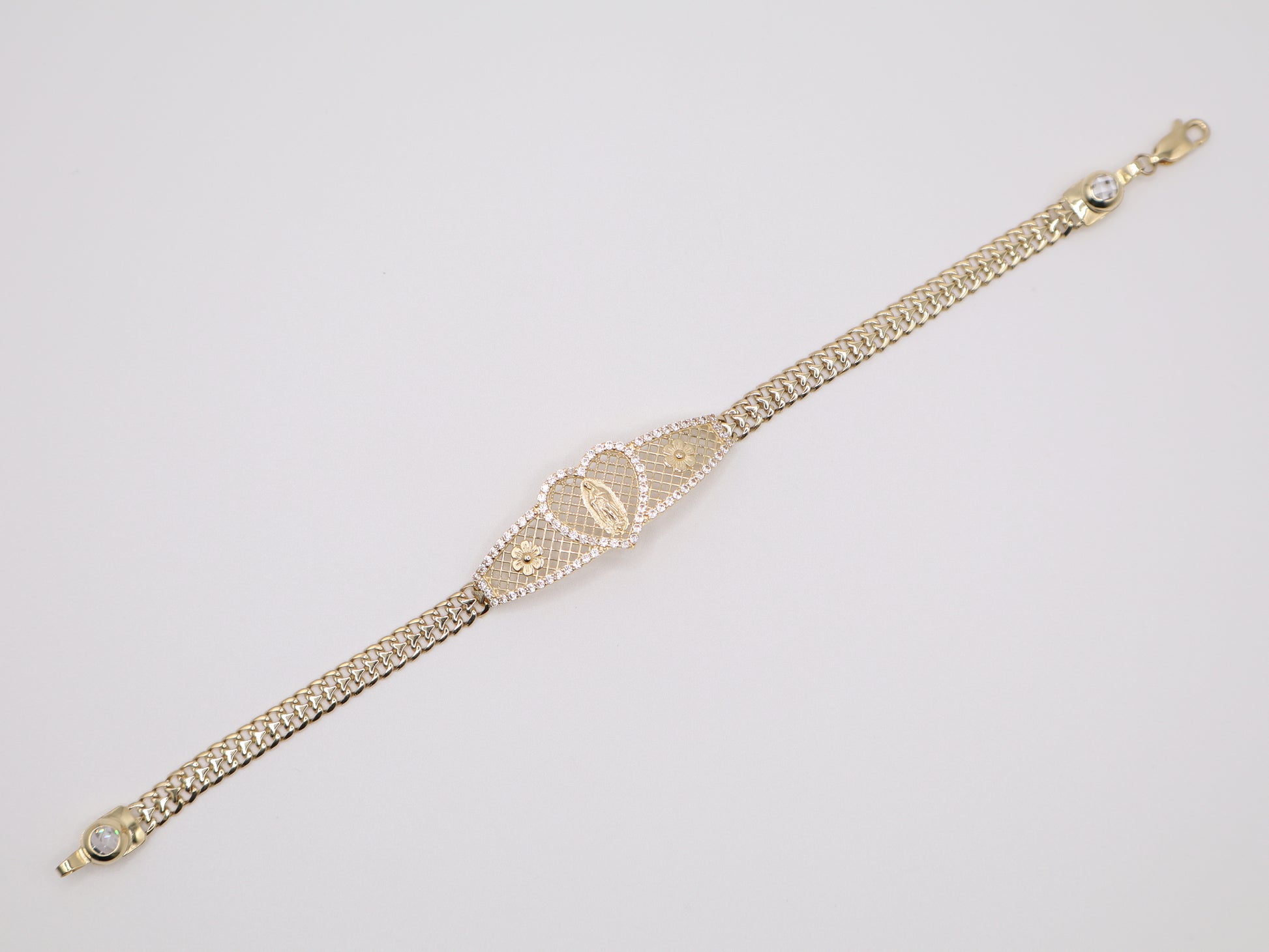 7g, 7.25in, 14.49mm Virgin Mary Heart Bracelet