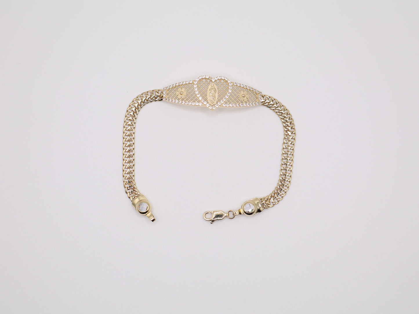 7g, 7.25in, 14.49mm Virgin Mary Heart Bracelet