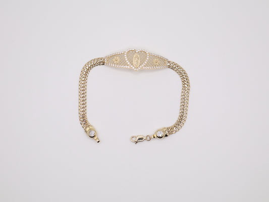 7g, 7.25in, 14.49mm Virgin Mary Heart Bracelet