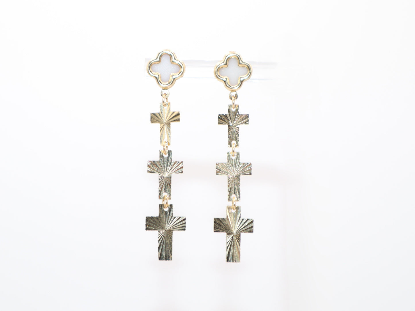 1.875in, Gold Cross Dangle Earrings