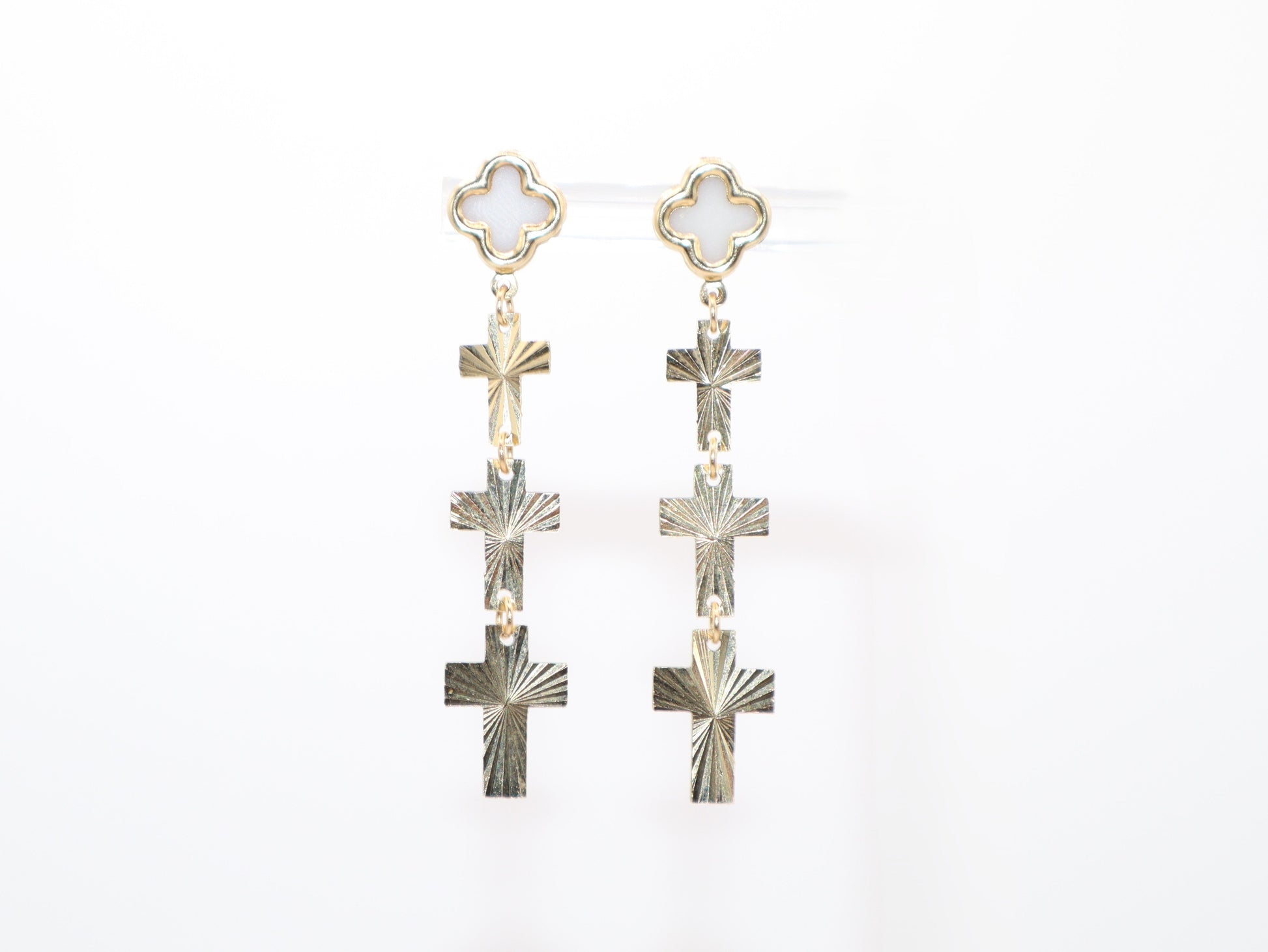 1.875in, Gold Cross Dangle Earrings