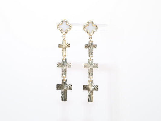 1.875in, Gold Cross Dangle Earrings