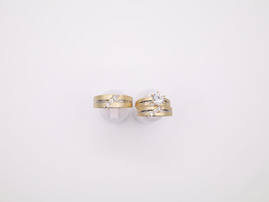 4.2mm Brushed Engagment Ring Set